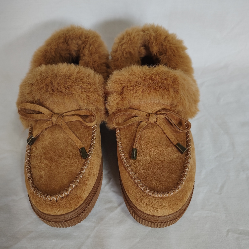 BAMBOO Tan Faux Fur Slippers